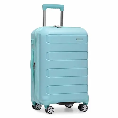 Traveler's Choice Pagosa blue carry-on luggage with spinner wheels