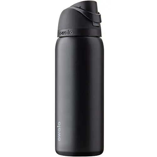 Owala FreeSip insulated water bottle with push-button lid in very very dark color