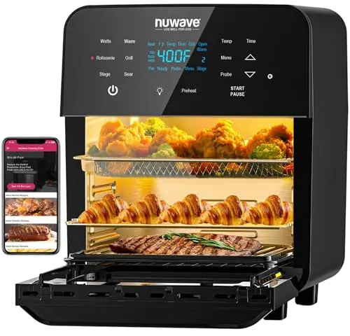 Nuwave Brio air fryer rotisserie oven with multiple racks
