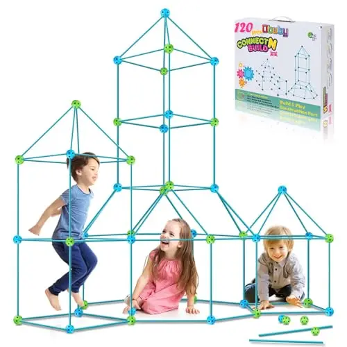 Obuby 120-piece fort building kit with sticks and balls