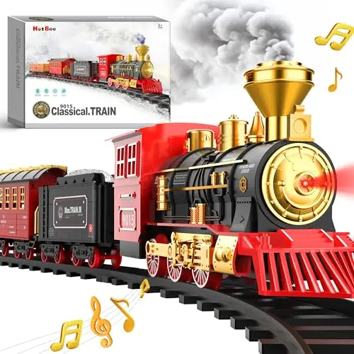 Hot Bee battery-operated train set with lights and sound