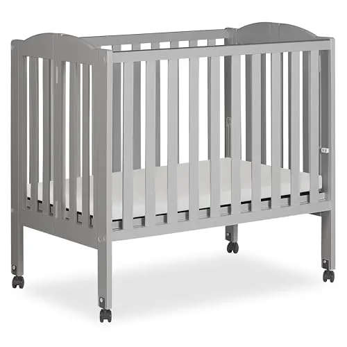 Dream On Me folding portable crib in cool grey finish