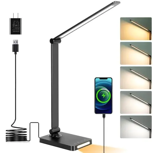 Dott Arts desk lamp with foldable arm and USB ports
