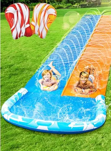JOYIN 22.5-foot water slide with built-in sprinkler and bodyboards