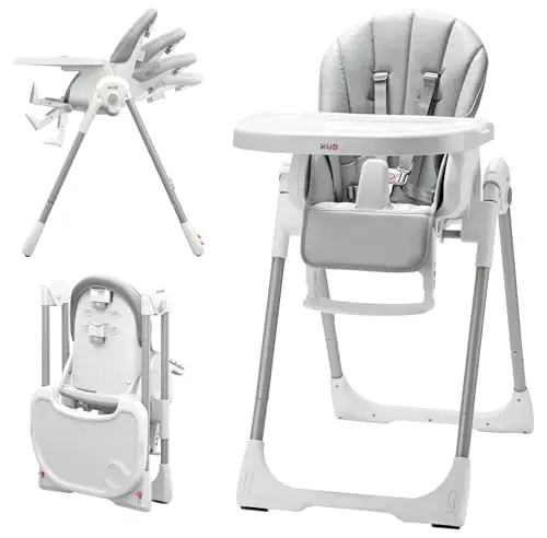 KÜB 3-in-1 foldable high chair in grey with modern design