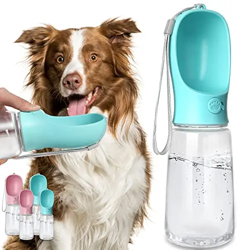 Kalimdor plastic dog water bottle with large drinking trough and sling rope