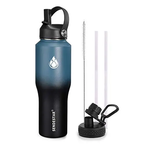 SENDESTAR water bottle in dark blue and black with dual lids