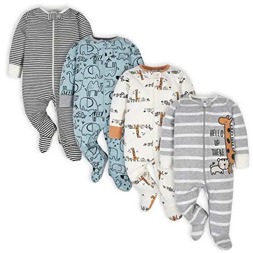 Gerber baby sleep and play footie with jungle print and zipper