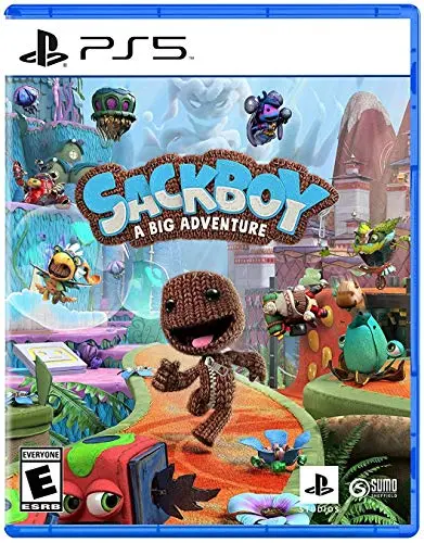 Sackboy A Big Adventure PS5 game cover showing Sackboy in colorful world