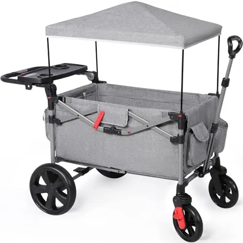 EVER ADVANCED gray foldable wagon with adjustable handle