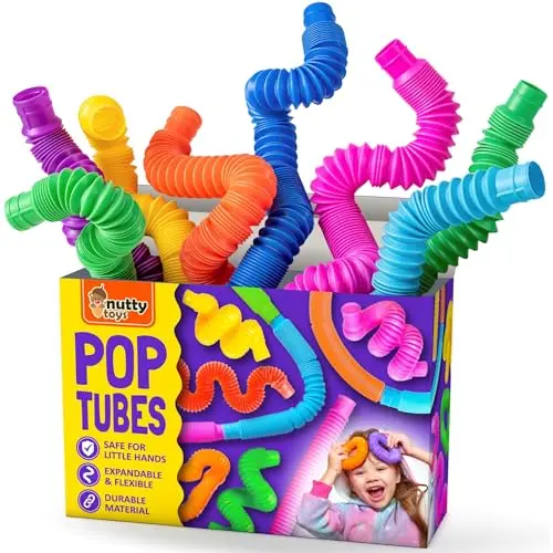 Colorful pop tubes sensory toys connected together