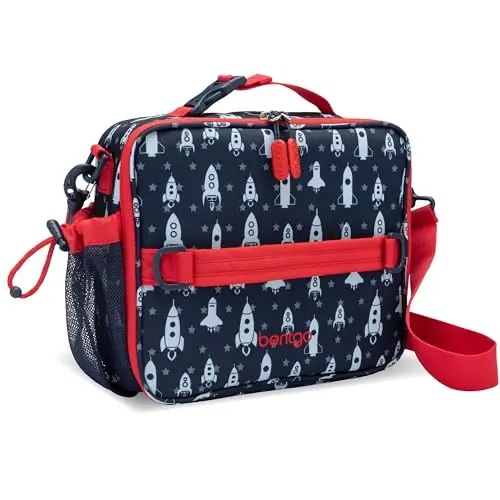 Bentgo kids lunch bag with rocket design and multiple pockets