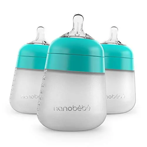 Nanobebe flexible silicone baby bottle with anti-colic nipple