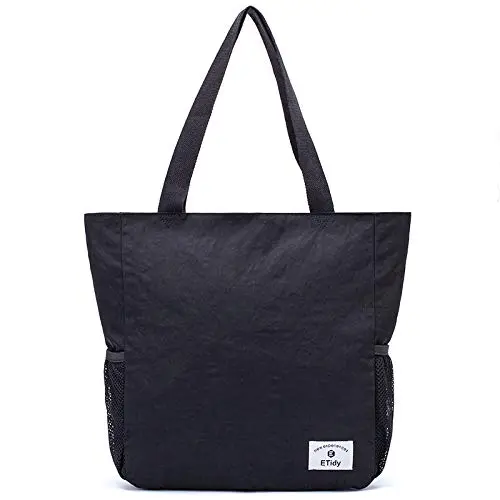 ETidy large capacity foldable tote bag with zipper and multiple pockets