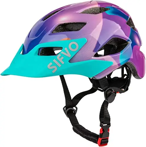 SIFVO kids bike helmet in purple with removable visor