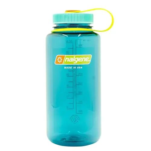 Nalgene Sustain water bottle showing wide mouth and measurement markings