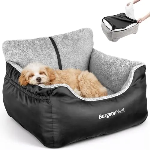 BurgeonNest dog car seat with Oxford fabric and clip-on leash