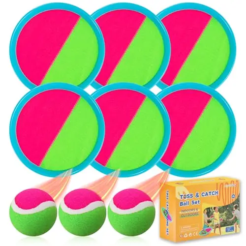 Aunnitery toss and catch ball set with paddles and storage bag