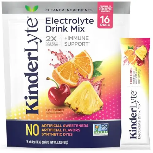 Kinderlyte Electrolyte Powder fruit punch flavor packets