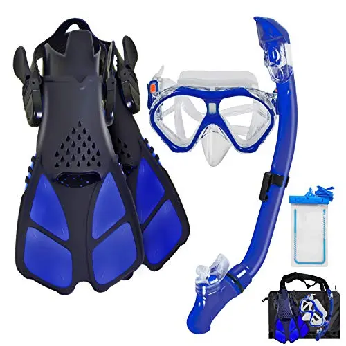 Aisrida kids snorkeling set with mask, fins and snorkel in blue