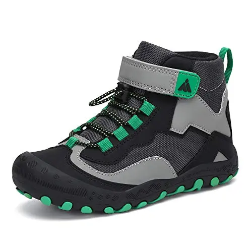 Mishansha kids hiking boots with hook and loop closure and anti-collision toe