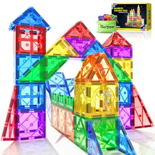 Soyee magnetic tiles building set with colorful transparent blocks