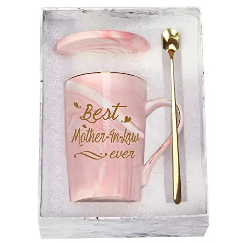 TOSHIY pink marble mother in law coffee mug with gift packaging