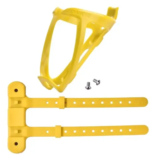 ZONKIE plastic bike bottle holder with mounting base in yellow