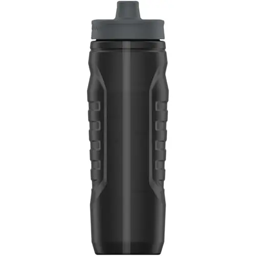 Under Armour squeeze water bottle with quick-shot lid in black and grey