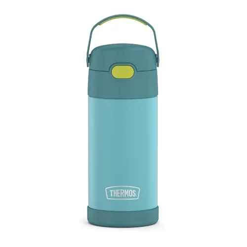 THERMOS FUNTAINER stainless steel vacuum insulated water bottle with straw in Blue/Green color
