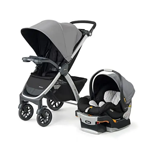Chicco Bravo travel system with car seat attached to stroller