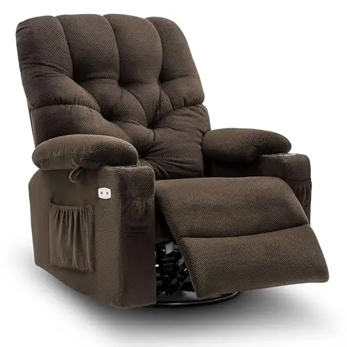 MCombo Electric Power Swivel Glider Rocker Recliner in brown