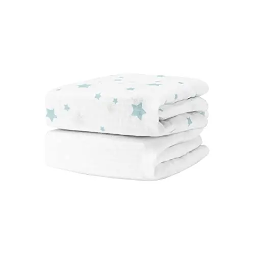 Newton Baby organic muslin cotton crib sheets in white stardust