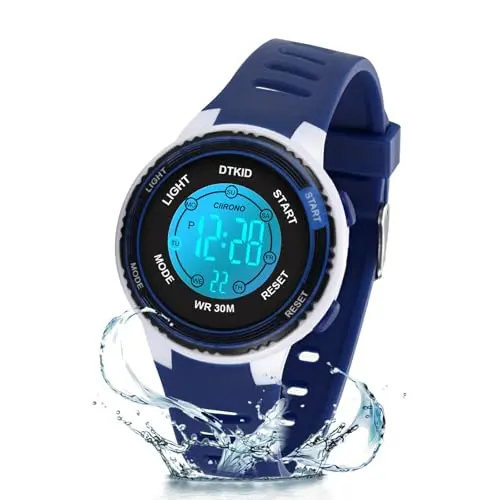 DTKID kids digital watch with multiple color lights and easy-read display