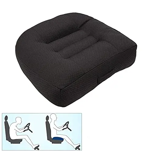 Srutirbo pure black car booster seat cushion with square design