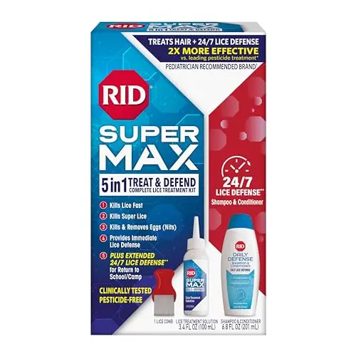 RID Super Max lice treatment kit with solution and shampoo