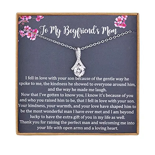 NOREGRET sterling silver necklace with heartfelt message for boyfriend's mom