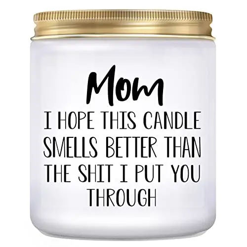 KLL lavender scented candle with humorous quote for mom