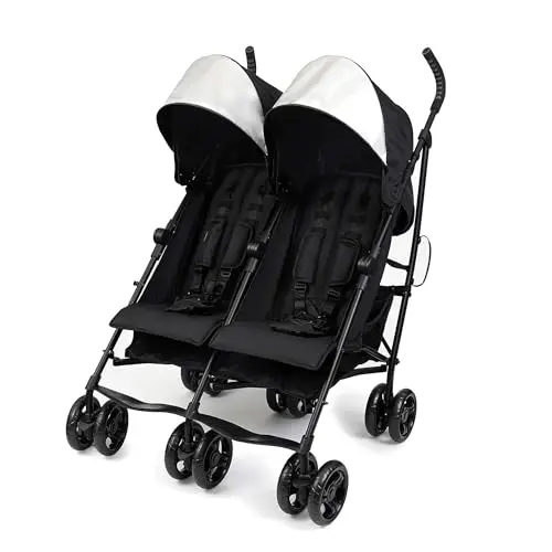 Summer Infant 3Dlite double stroller folded compactly in black