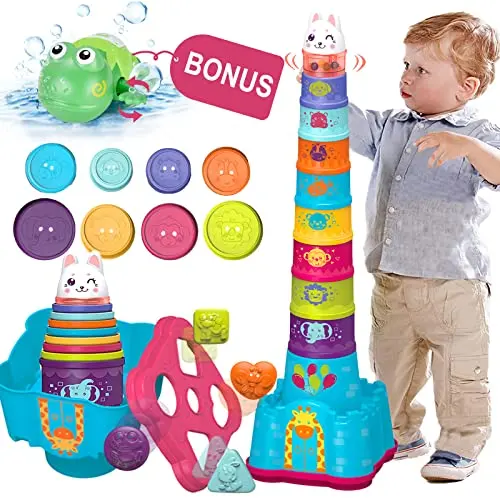 LTKFFFDP stacking cups and shape sorter for infants and toddlers