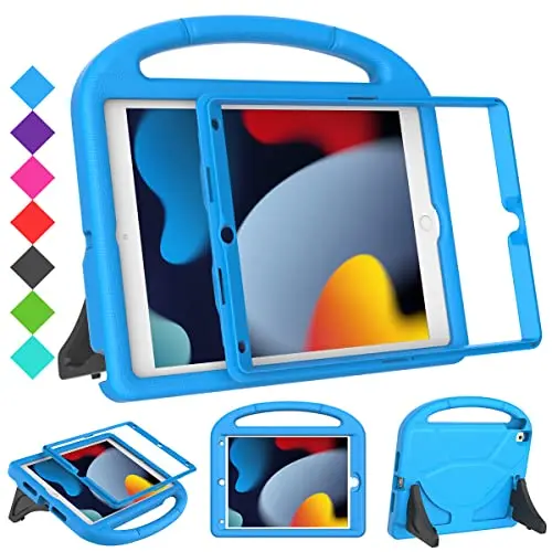 SUPLIK blue iPad case with handle and built-in screen protector for kids