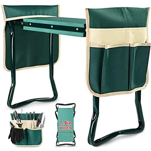 KVR green garden kneeler and seat with tool pouches