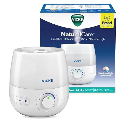 Vicks NaturalCare cool mist humidifier with color-changing lights