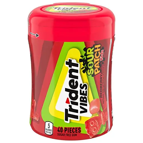 Trident Vibes SOUR PATCH KIDS Redberry sugar-free chewing gum in a bottle