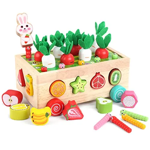 KMTJT Montessori wooden educational toys with shape sorting