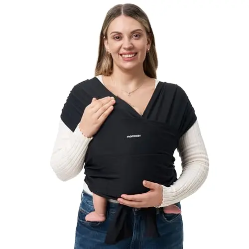 Momcozy adjustable baby wrap carrier in black