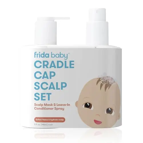 Frida Baby Cradle Cap Treatment kit with mask, spray, and brush