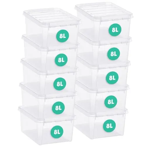 SmartStore clear plastic storage boxes with secure clips