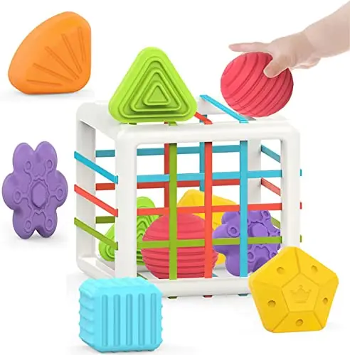 MINGKIDS Montessori sensory shape toys with textured blocks