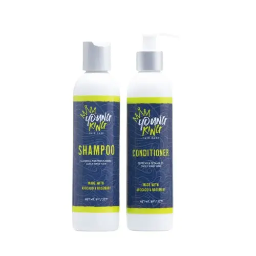 YOUNG KING HAIR CARE shampoo and conditioner set for boys with natural curls